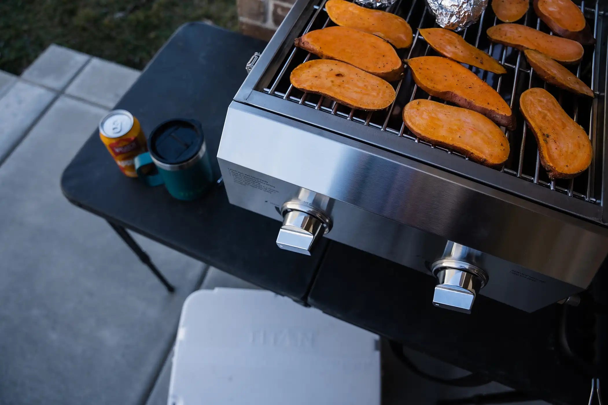 grilled sweet potatoes on the bbq